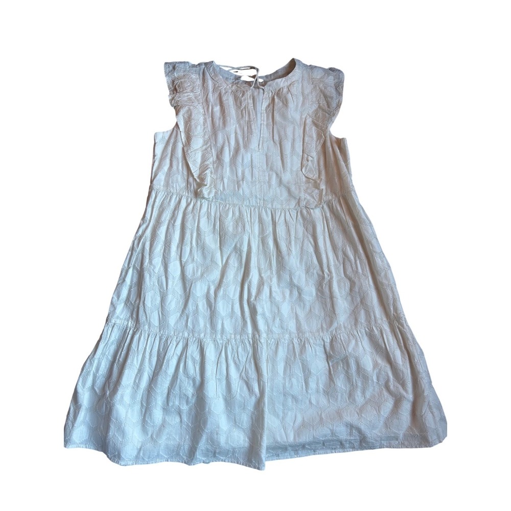 Loft‎ Tiered Swing Dress Womens Small White NWT Ruffle Dobby 580154
